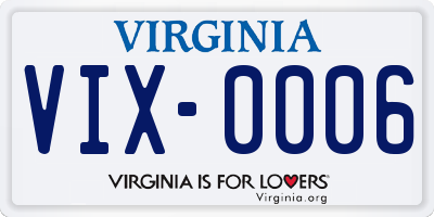 VA license plate VIX0006