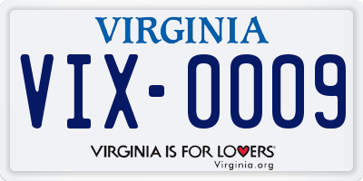 VA license plate VIX0009