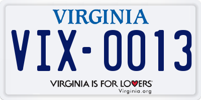 VA license plate VIX0013