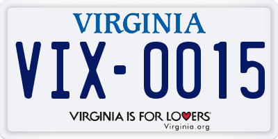 VA license plate VIX0015