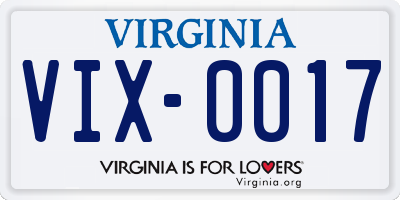 VA license plate VIX0017