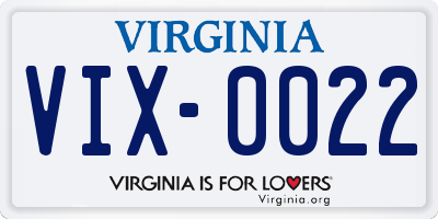 VA license plate VIX0022