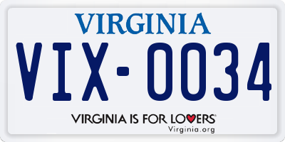 VA license plate VIX0034