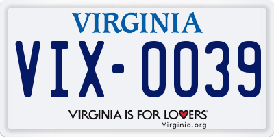 VA license plate VIX0039