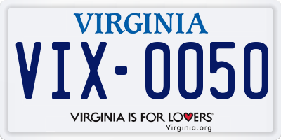 VA license plate VIX0050