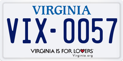 VA license plate VIX0057
