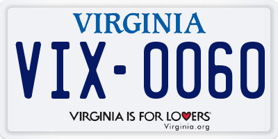 VA license plate VIX0060