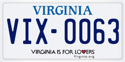 VA license plate VIX0063