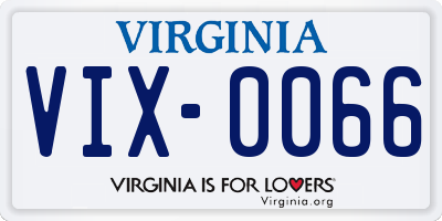 VA license plate VIX0066
