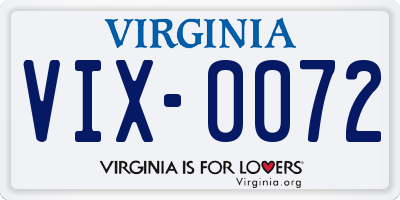 VA license plate VIX0072