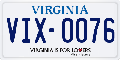VA license plate VIX0076