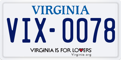 VA license plate VIX0078