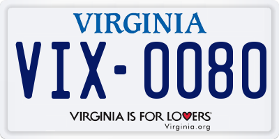 VA license plate VIX0080