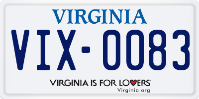 VA license plate VIX0083