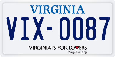 VA license plate VIX0087