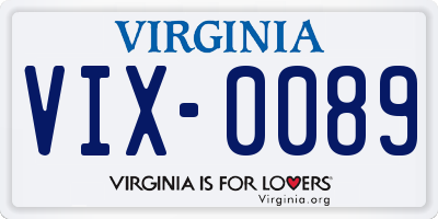 VA license plate VIX0089
