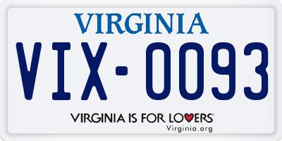 VA license plate VIX0093