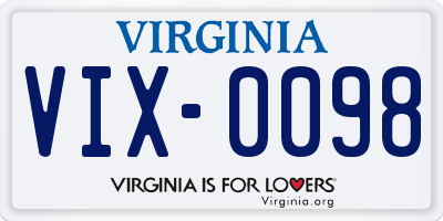 VA license plate VIX0098