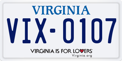 VA license plate VIX0107