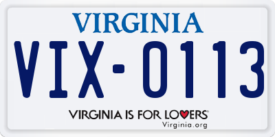 VA license plate VIX0113