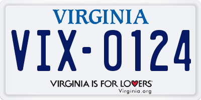 VA license plate VIX0124