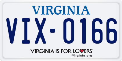 VA license plate VIX0166