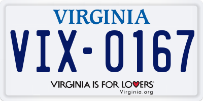 VA license plate VIX0167