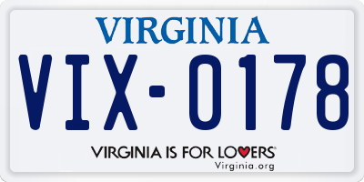 VA license plate VIX0178