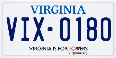 VA license plate VIX0180