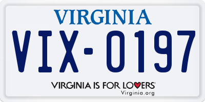 VA license plate VIX0197