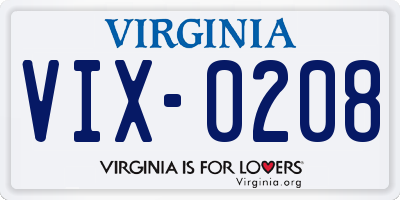 VA license plate VIX0208