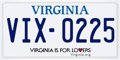 VA license plate VIX0225