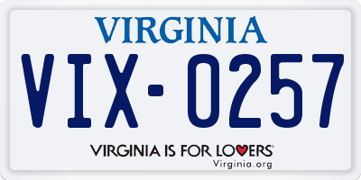 VA license plate VIX0257