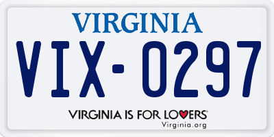 VA license plate VIX0297