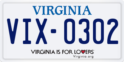 VA license plate VIX0302