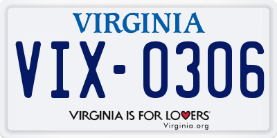 VA license plate VIX0306