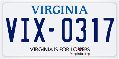 VA license plate VIX0317
