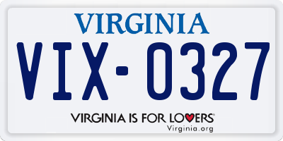 VA license plate VIX0327