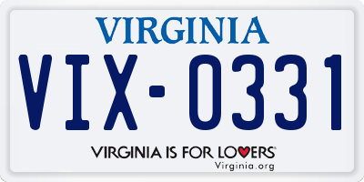 VA license plate VIX0331