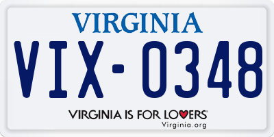 VA license plate VIX0348