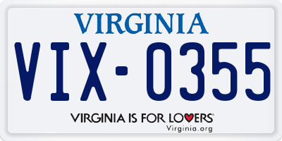 VA license plate VIX0355