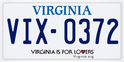 VA license plate VIX0372