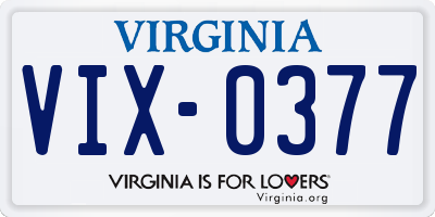 VA license plate VIX0377