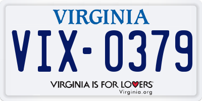 VA license plate VIX0379