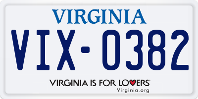 VA license plate VIX0382