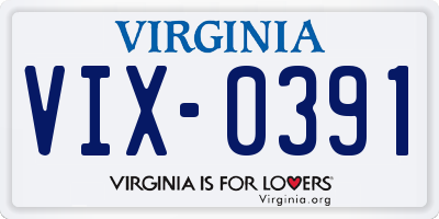 VA license plate VIX0391