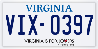 VA license plate VIX0397