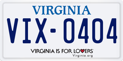 VA license plate VIX0404