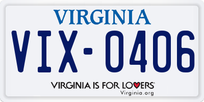 VA license plate VIX0406