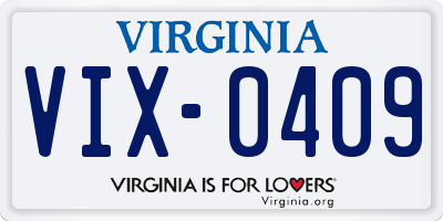 VA license plate VIX0409